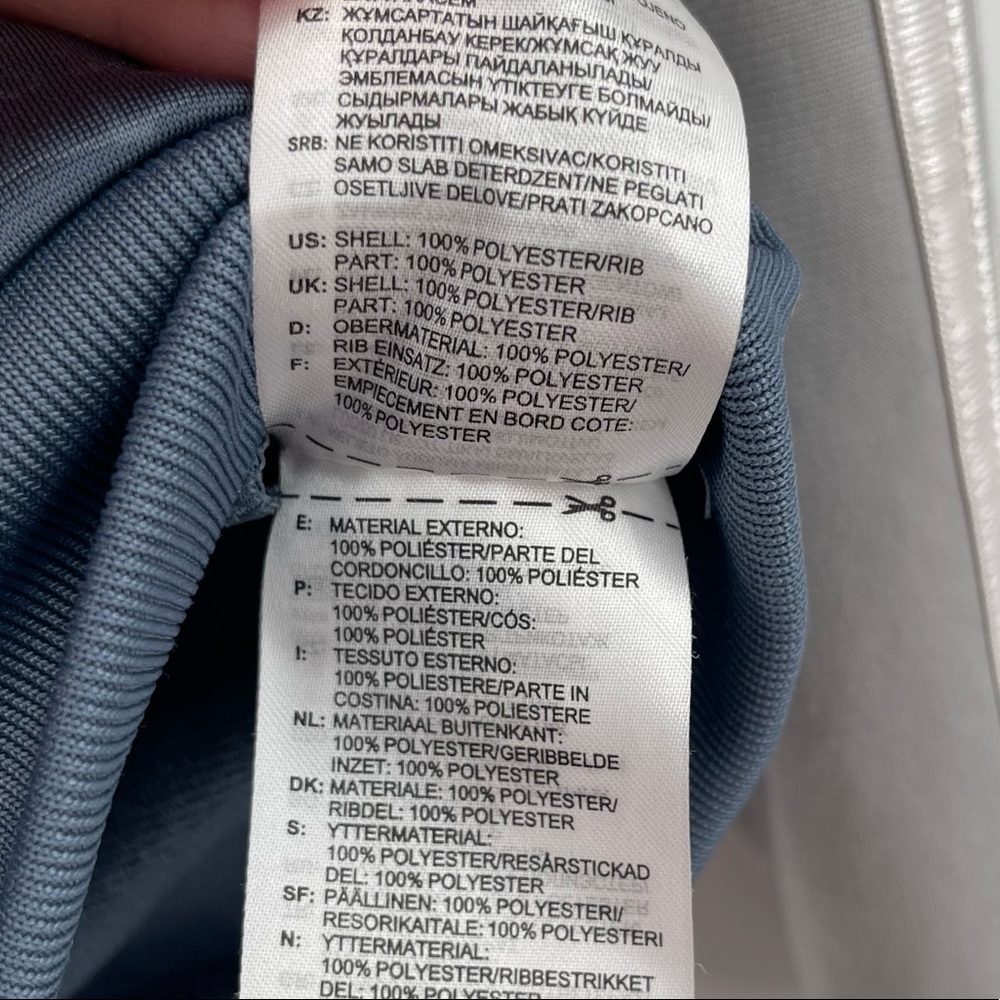 Adidas Zip Up Jacket Blue Floral Gray Sleeves with White Stripes Womens Small - Picture 13 of 15